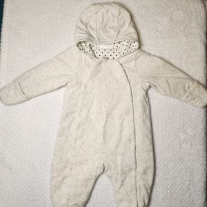 H & M off white hooded bunting suit